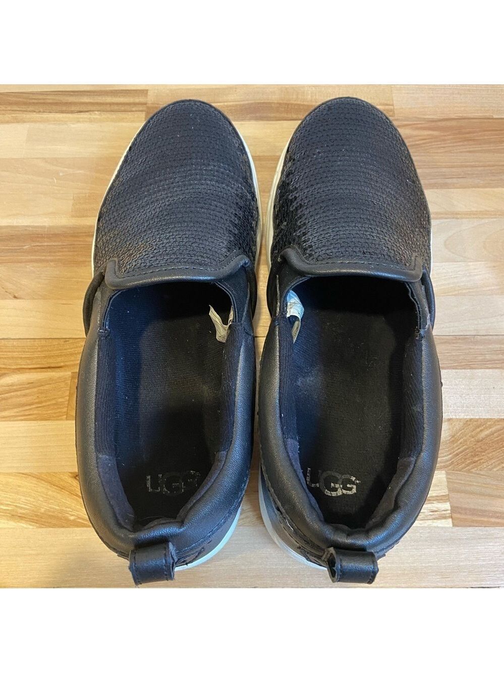 UGG black sequins slip on loafers flat shoes white sole size 4 - Picture 9 of 16